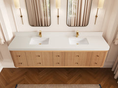 Hampton Floating White Oak 84 in. W x 22 in. D Double Sink Bathroom Vanity - photo 23