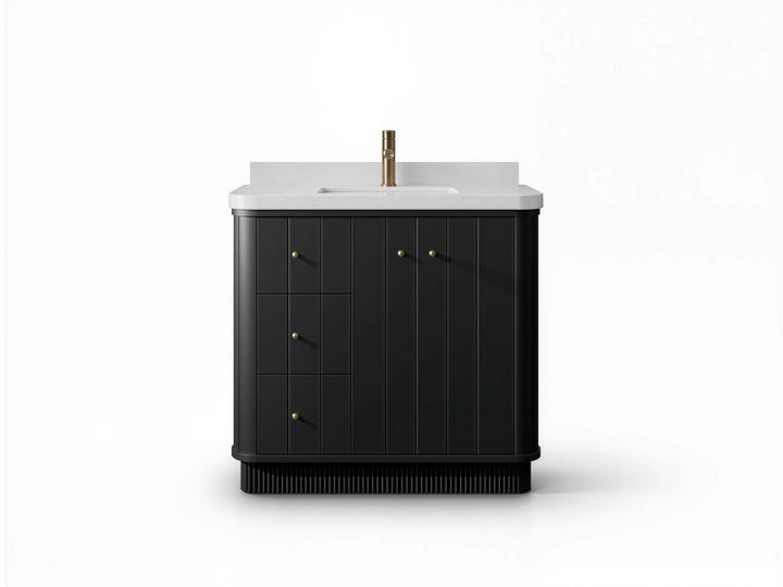 Houston 36 in. W x 22 in. D Free Standing Curved Edge Center Sink Bathroom Vanity - photo 1