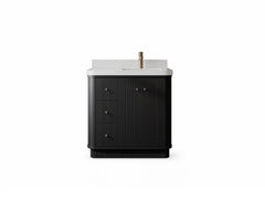Houston 36 in. W x 22 in. D Free Standing Curved Edge Right Offset Sink Bathroom Vanity - photo 1