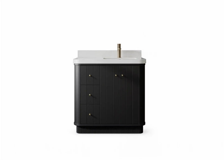 Houston 36 in. W x 22 in. D Free Standing Curved Edge Right Offset Sink Bathroom Vanity - photo 1
