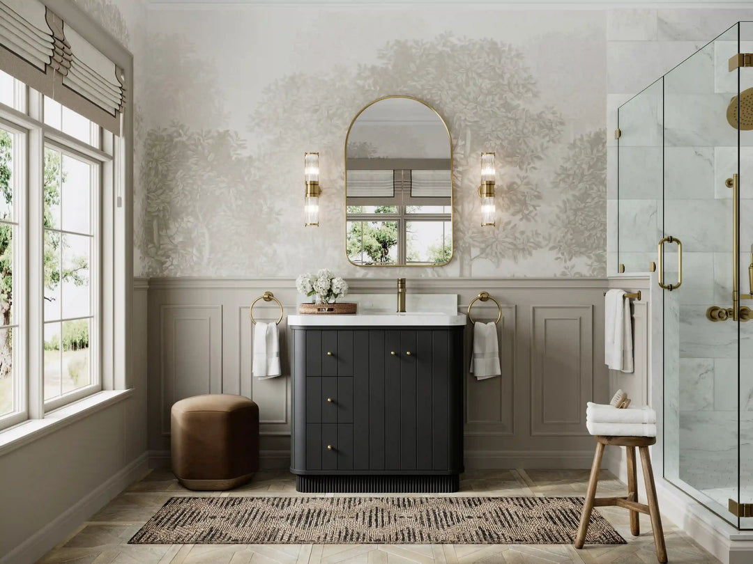 Houston 36 in. W x 22 in. D Free Standing Curved Edge Right Offset Sink Bathroom Vanity | 
              
                Black
                
                  
             - HOU_BLK_CARM_36R - photo №5