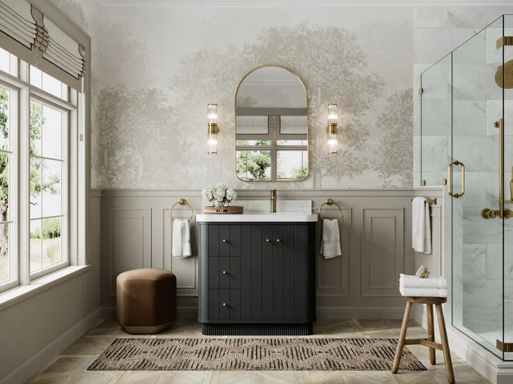 Houston 36 in. W x 22 in. D Free Standing Curved Edge Right Offset Sink Bathroom Vanity - photo 5