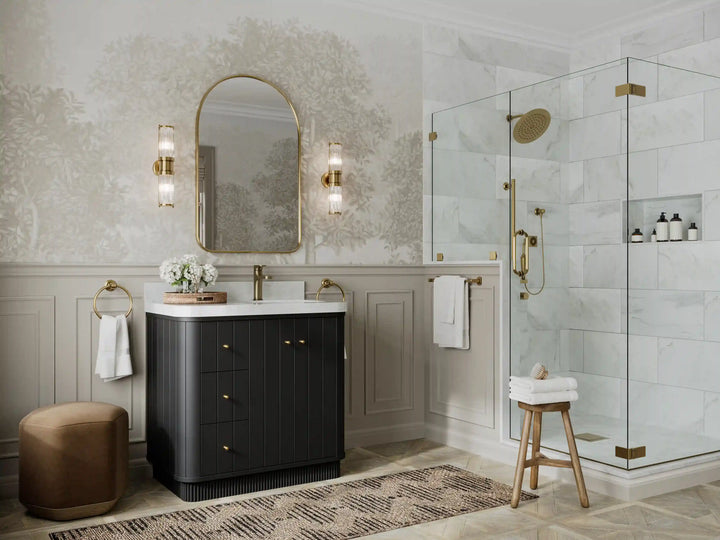 Houston 36 in. W x 22 in. D Free Standing Curved Edge Right Offset Sink Bathroom Vanity - photo 2