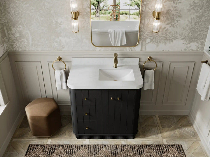 Houston 36 in. W x 22 in. D Free Standing Curved Edge Right Offset Sink Bathroom Vanity - photo 6