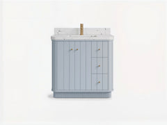 Houston 36 in. W x 22 in. D Free Standing Curved Edge Center Sink Bathroom Vanity - photo 1
