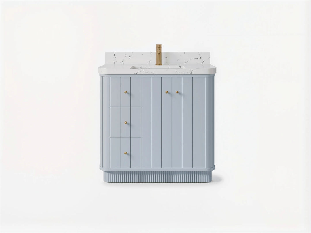 Houston 36 in. W x 22 in. D Free Standing Curved Edge Center Sink Bathroom Vanity | 
              
                Blue Heather
                
                  
             - HOU_BLU_CARM_36CR - photo №1