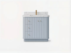 Houston 36 in. W x 22 in. D Free Standing Curved Edge Center Sink Bathroom Vanity - photo 1