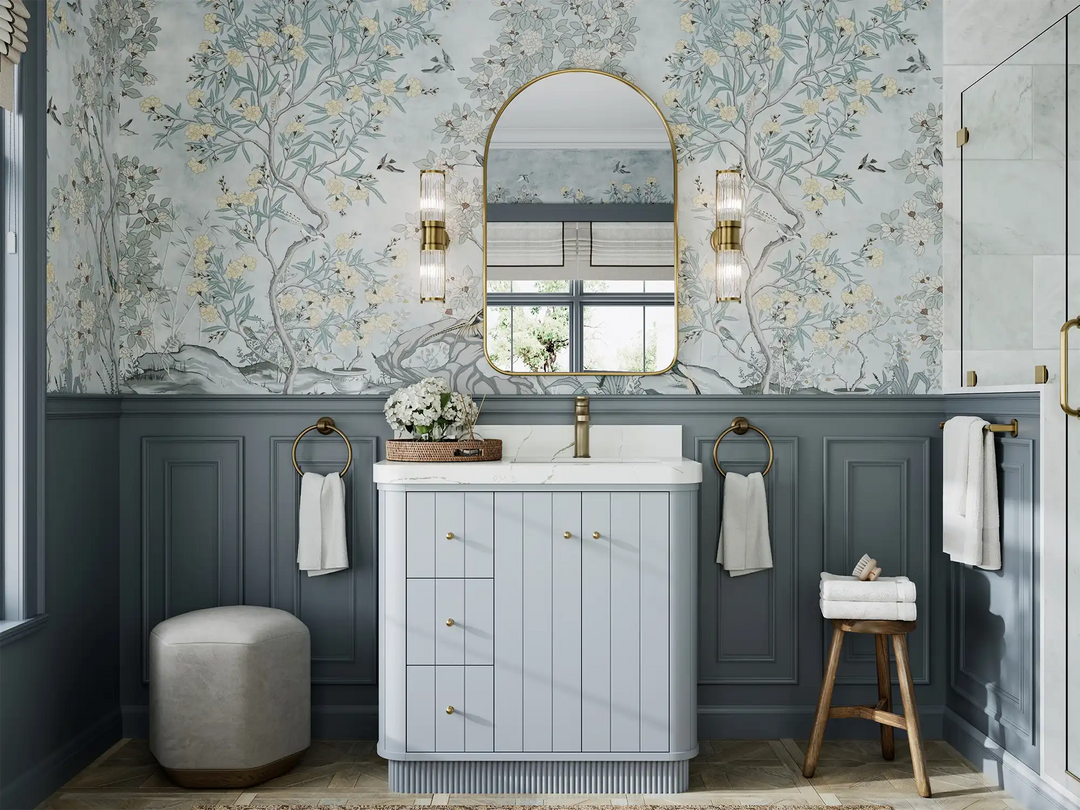 Houston 36 in. W x 22 in. D Free Standing Curved Edge Right Offset Sink Bathroom Vanity | 
              
                Blue Heather
                
                  
             - HOU_BLU_CARM_36R - photo №4