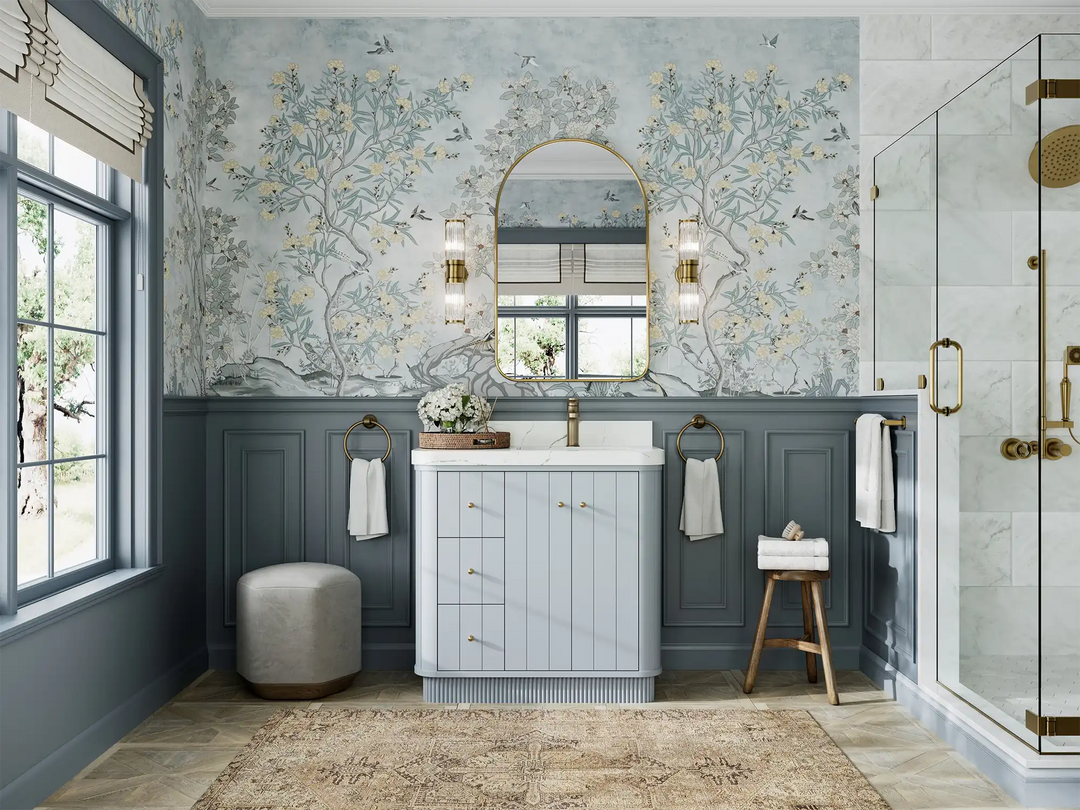 Houston 36 in. W x 22 in. D Free Standing Curved Edge Right Offset Sink Bathroom Vanity | 
              
                Blue Heather
                
                  
             - HOU_BLU_CARM_36R - photo №5