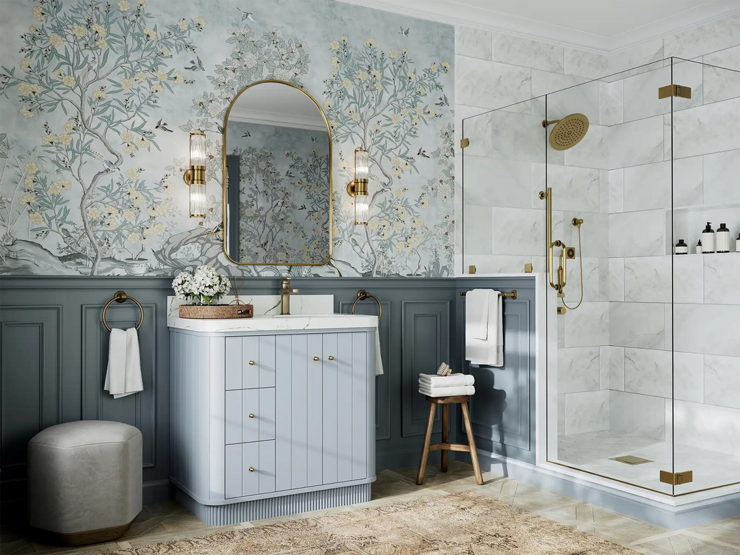 Houston 36 in. W x 22 in. D Free Standing Curved Edge Right Offset Sink Bathroom Vanity | 
              
                Blue Heather
                
                  
             - HOU_BLU_CARM_36R - photo №2