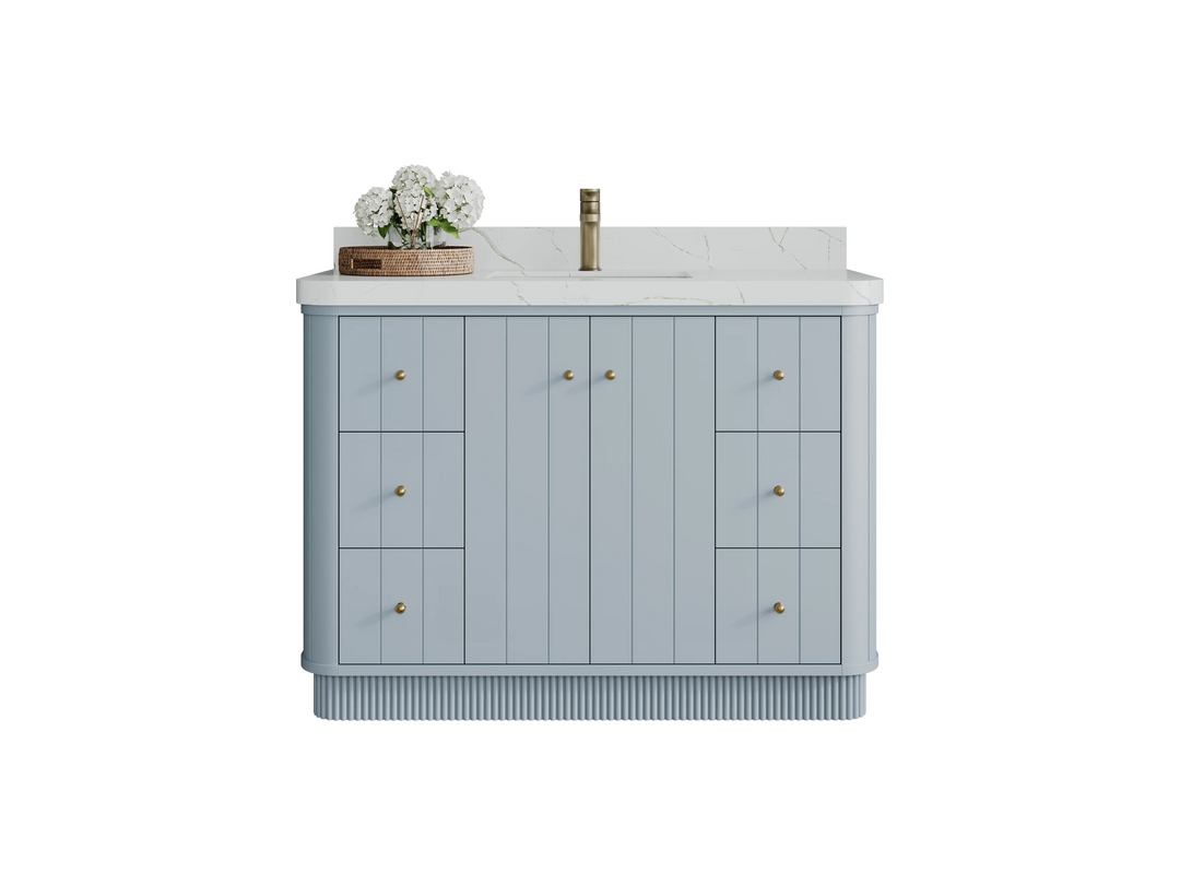 Houston 48 in. W x 22 in. D Free Standing Curved Edge Single Sink Bathroom Vanity | 
              
                Blue Heather
                
                  
             - HOU_BLU_CARM_48S - photo №1