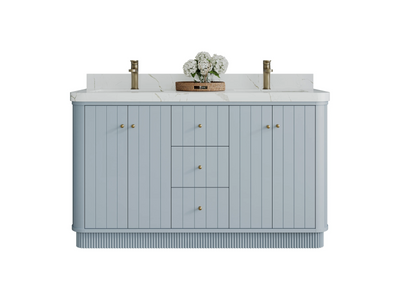 Houston 60 in. W x 22 in. D Free Standing Curved Edge Double Sink Bathroom Vanity