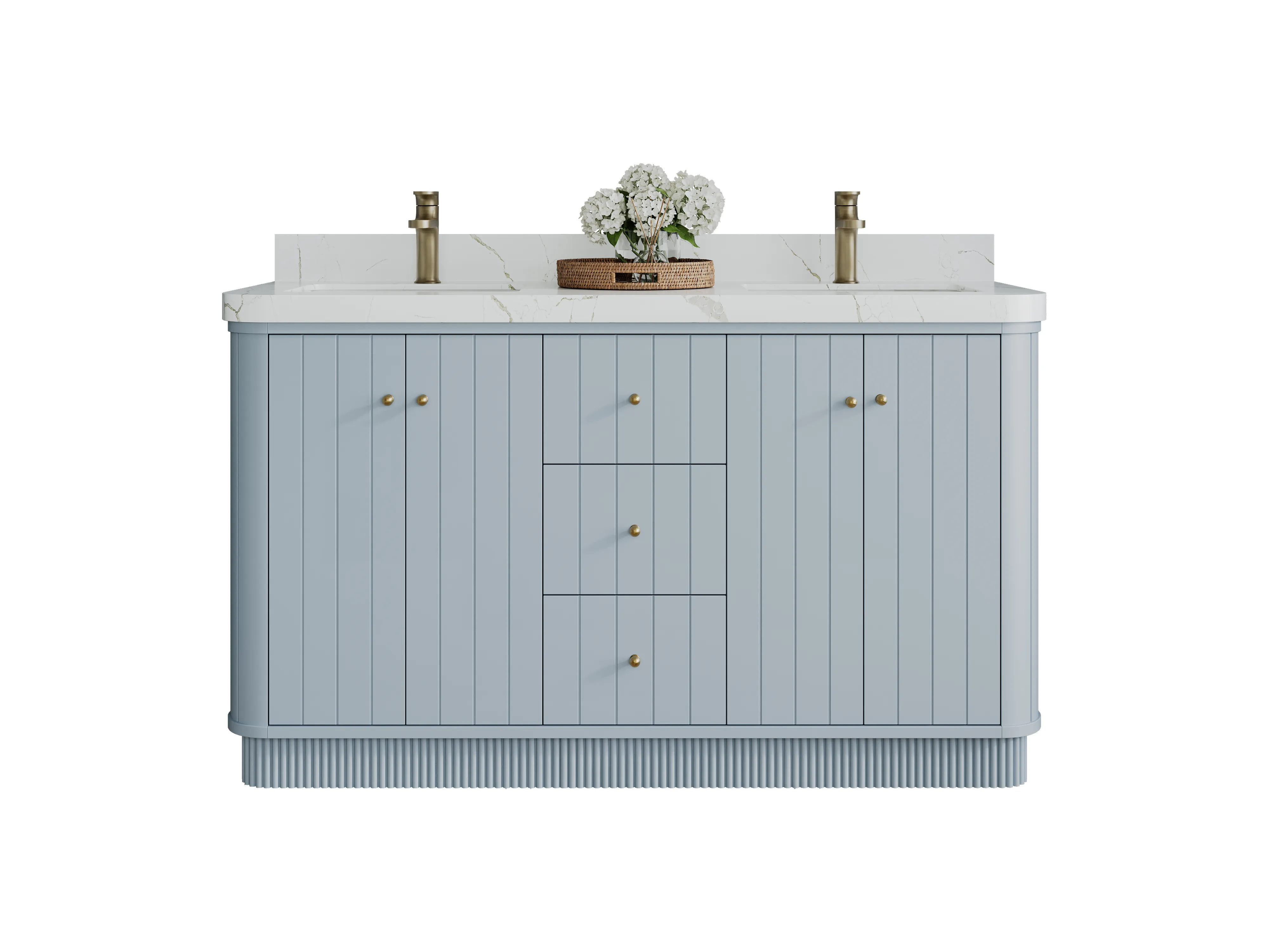 Houston 60 in. W x 22 in. D Free Standing Curved Edge Double Sink Bathroom Vanity