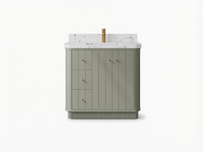 Houston 36 in. W x 22 in. D Free Standing Curved Edge Center Sink Bathroom Vanity