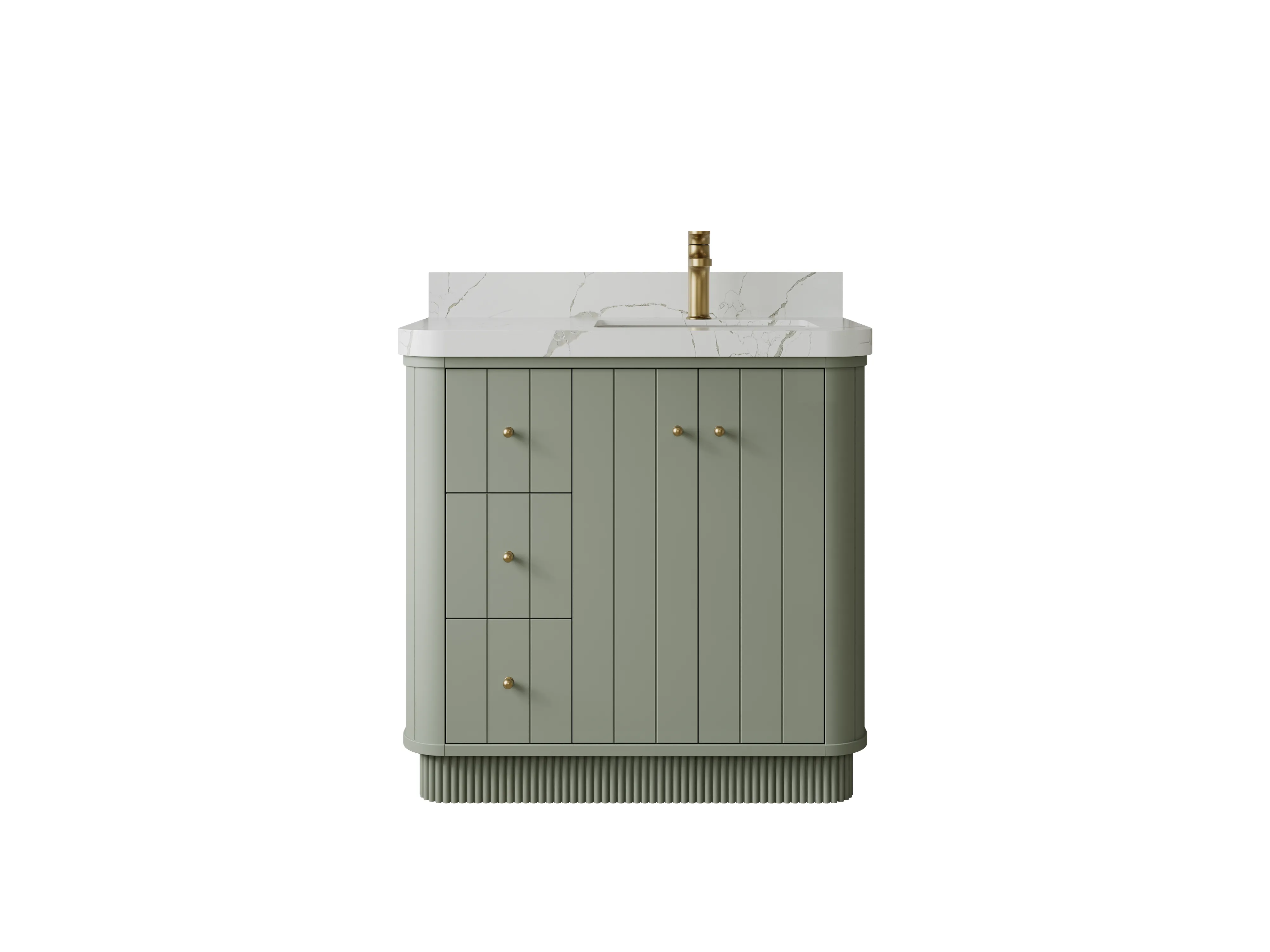 Houston 36 in. W x 22 in. D Free Standing Curved Edge Right Offset Sink Bathroom Vanity