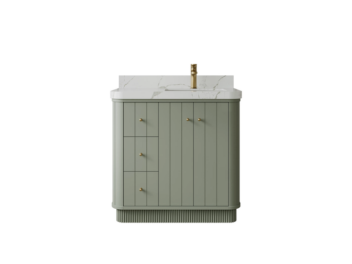 Houston 36 in. W x 22 in. D Free Standing Curved Edge Right Offset Sink Bathroom Vanity - photo 1