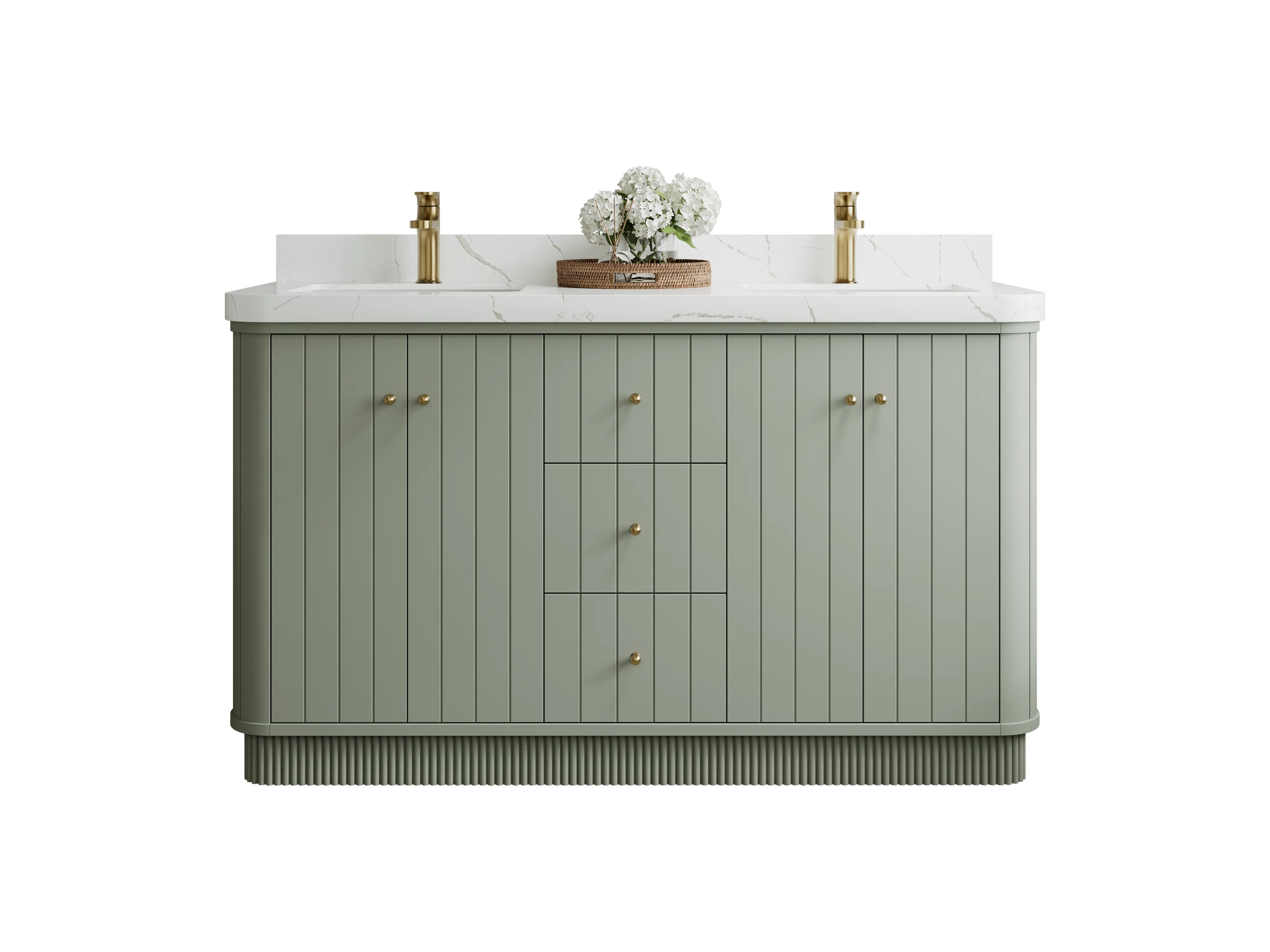 Houston 60 in. W x 22 in. D Free Standing Curved Edge Double Sink Bathroom Vanity