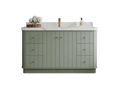 Houston 60 in. W x 22 in. D Free Standing Curved Edge Single Sink Bathroom Vanity