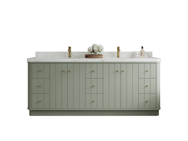 Houston 84 in. W x 22 in. D Free Standing Curved Edge Double Sink Bathroom Vanity - photo 1