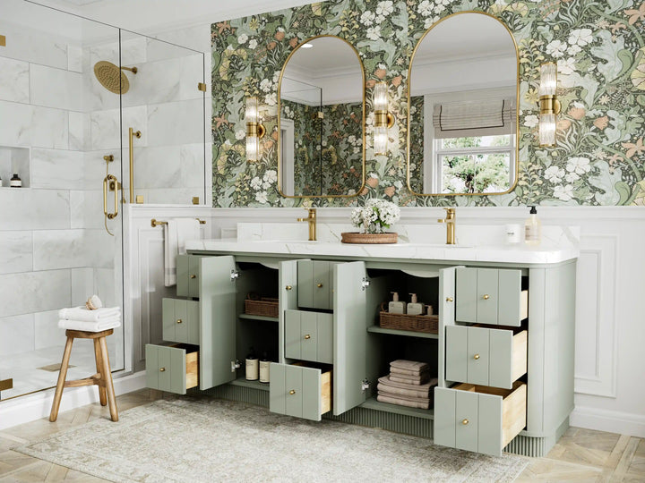 Houston 84 in. W x 22 in. D Free Standing Curved Edge Double Sink Bathroom Vanity - photo 3