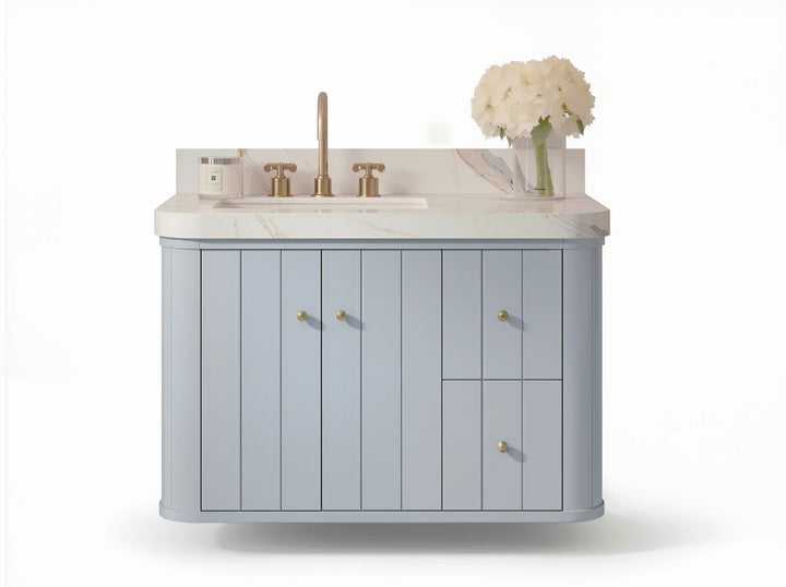 Houston Floating 36 in. W x 22 in. D Left Offset Sink Bathroom Vanity - photo 1