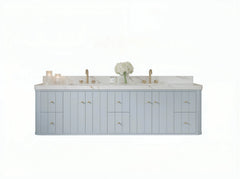 Houston Floating 84 in. W x 22 in. D Double Sink Bathroom Vanity - photo 1
