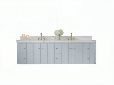 Houston Floating 84 in. W x 22 in. D Double Sink Bathroom Vanity