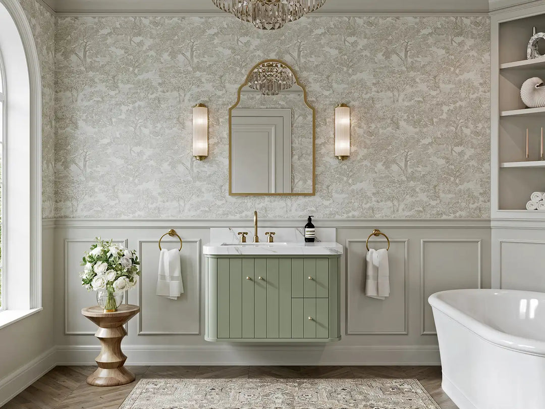 Houston Floating 36 in. W x 22 in. D Left Offset Sink Bathroom Vanity | 
              
                Evergreen
                
                  
             - HOU-FLT-CAB-EGN-35L - photo №4