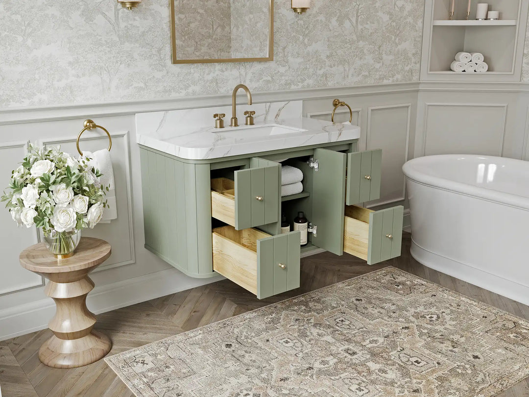 Houston Floating 42 in. W x 22 in. D Single Sink Bathroom Vanity | 
              
                Evergreen
                
                  
             - HOU-FLT-CAB-EGN-41 - photo №3