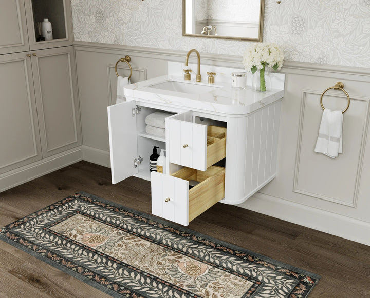 Houston Floating 36 in. W x 22 in. D Left Offset Sink Bathroom Vanity - photo 3