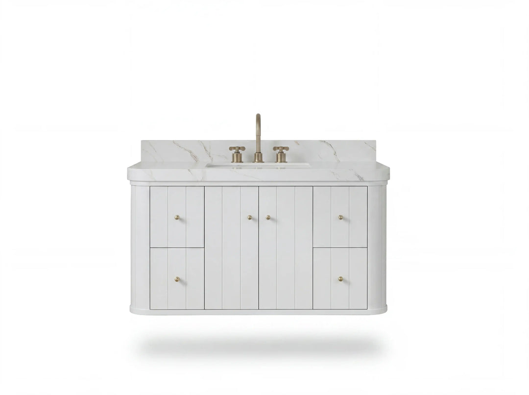 Houston Floating 42 in. W x 22 in. D Single Sink Bathroom Vanity | 
              
                White
                
                  
             - HOU-FLT-CAB-WH-41 - photo №1