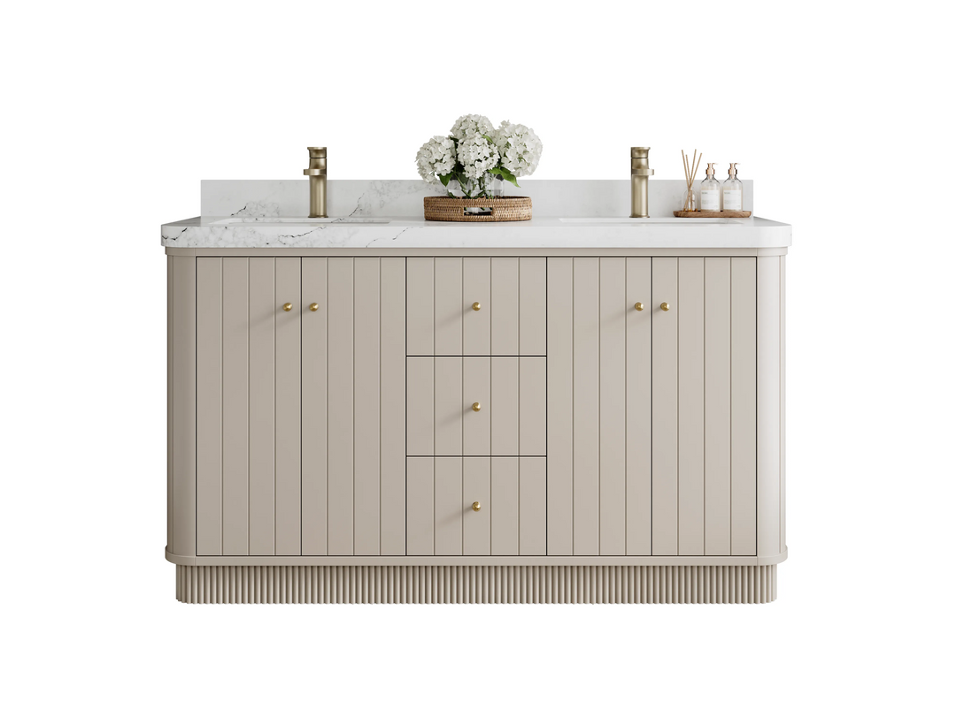 60-Inch Beige Double-Sink Bathroom Vanities - photo 11