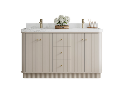 Houston 60 in. W x 22 in. D Free Standing Curved Edge Double Sink Bathroom Vanity