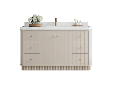 Houston 60 in. W x 22 in. D Free Standing Curved Edge Single Sink Bathroom Vanity