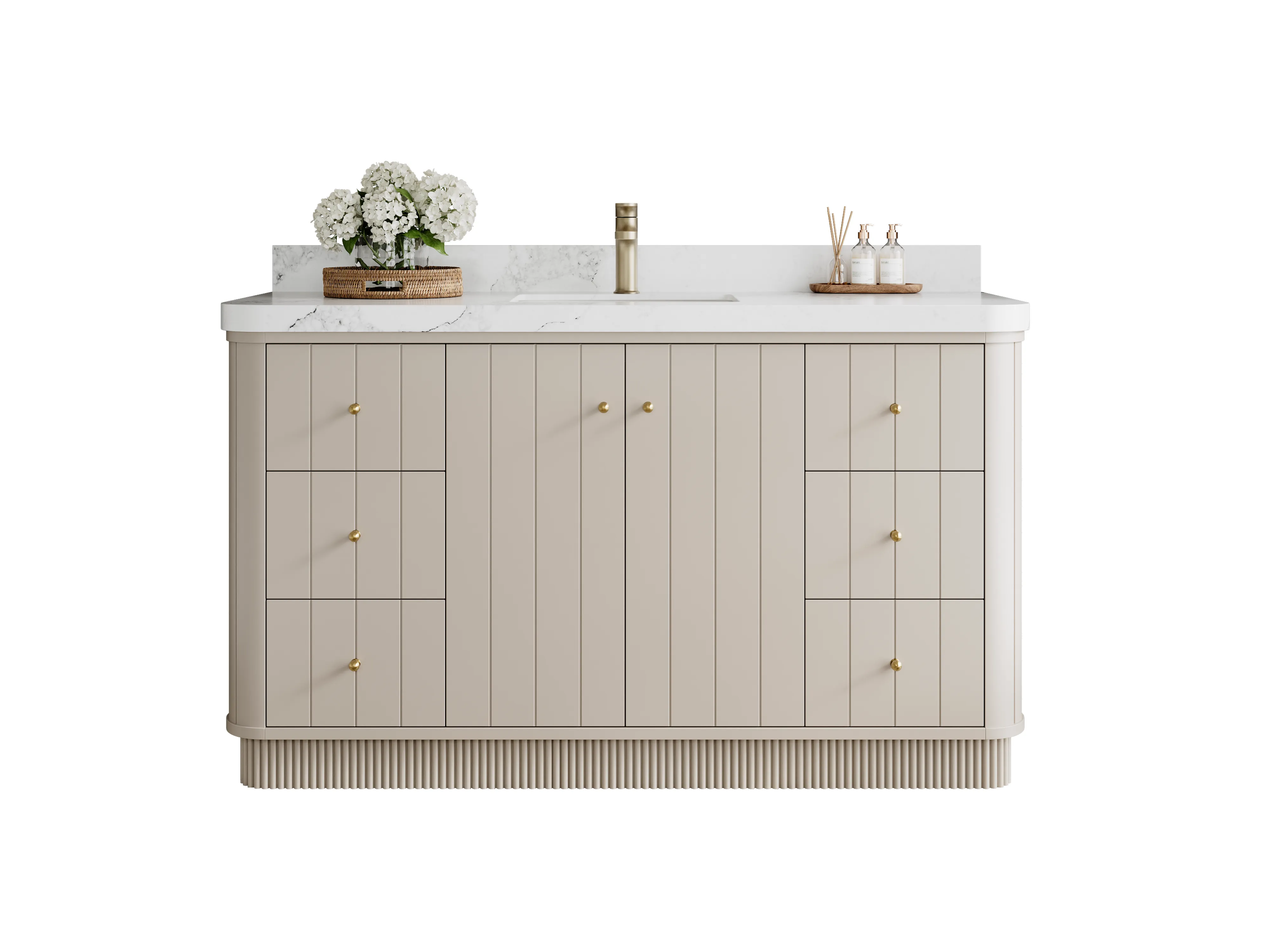 Houston 60 in. W x 22 in. D Free Standing Curved Edge Single Sink Bathroom Vanity