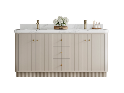 Houston 72 in. W x 22 in. D Free Standing Curved Edge Double Sink Bathroom Vanity