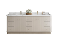 Houston 84 in. W x 22 in. D Free Standing Curved Edge Double Sink Bathroom Vanity - photo 1
