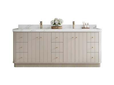 Houston 84 in. W x 22 in. D Free Standing Curved Edge Double Sink Bathroom Vanity