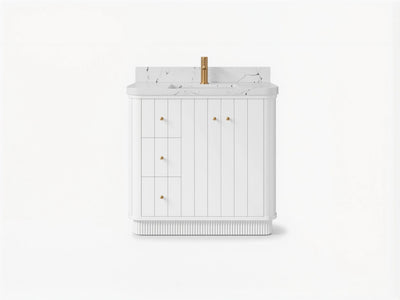 Houston 36 in. W x 22 in. D Free Standing Curved Edge Center Sink Bathroom Vanity