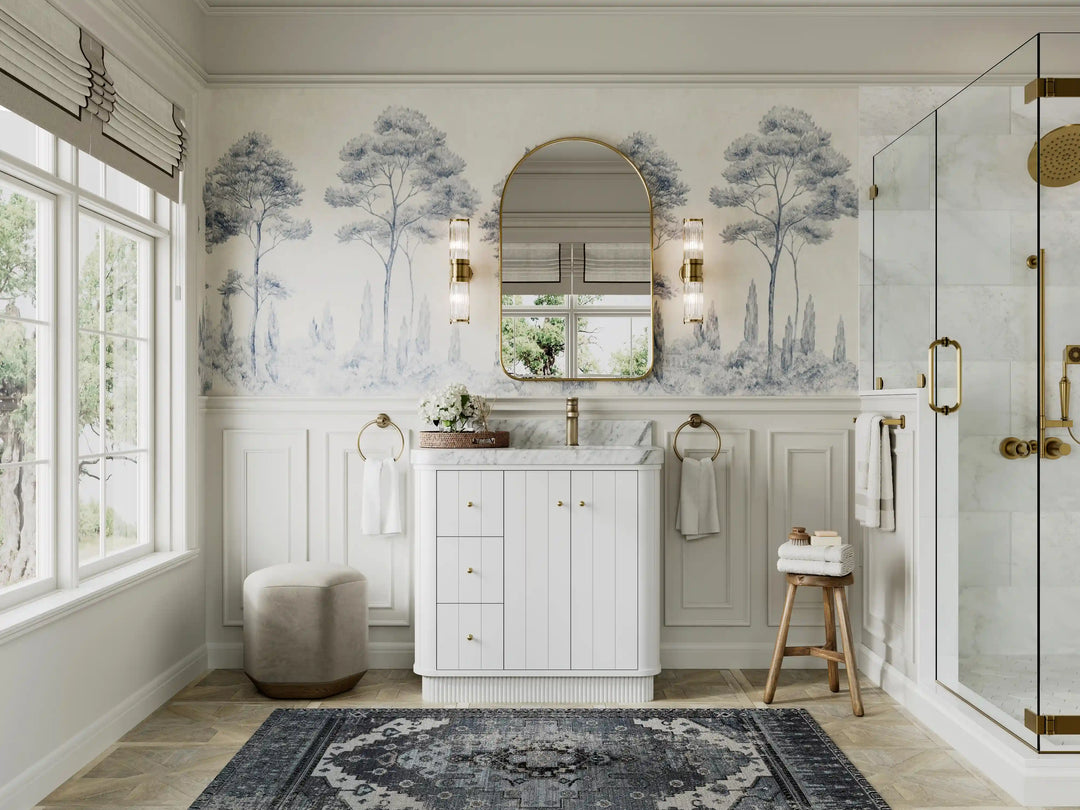Houston 36 in. W x 22 in. D Free Standing Curved Edge Right Offset Sink Bathroom Vanity | 
              
                White
                
                  
             - HOU_WH_CARM_36R - photo №5