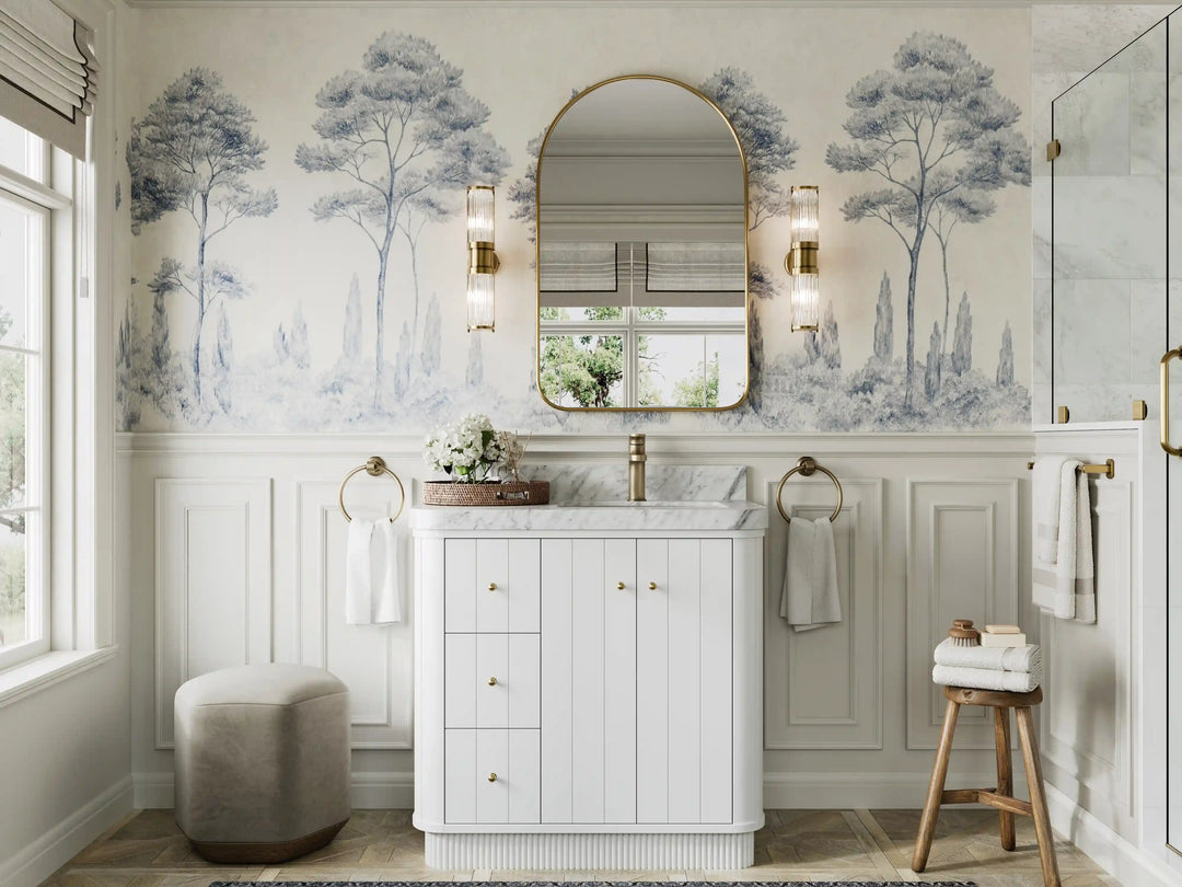 Houston 36 in. W x 22 in. D Free Standing Curved Edge Right Offset Sink Bathroom Vanity | 
              
                White
                
                  
             - HOU_WH_CARM_36R - photo №4