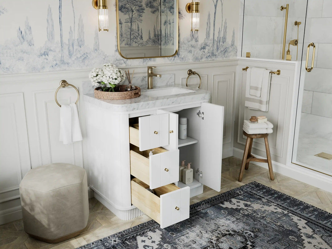 Houston 36 in. W x 22 in. D Free Standing Curved Edge Right Offset Sink Bathroom Vanity | 
              
                White
                
                  
             - HOU_WH_CARM_36R - photo №3