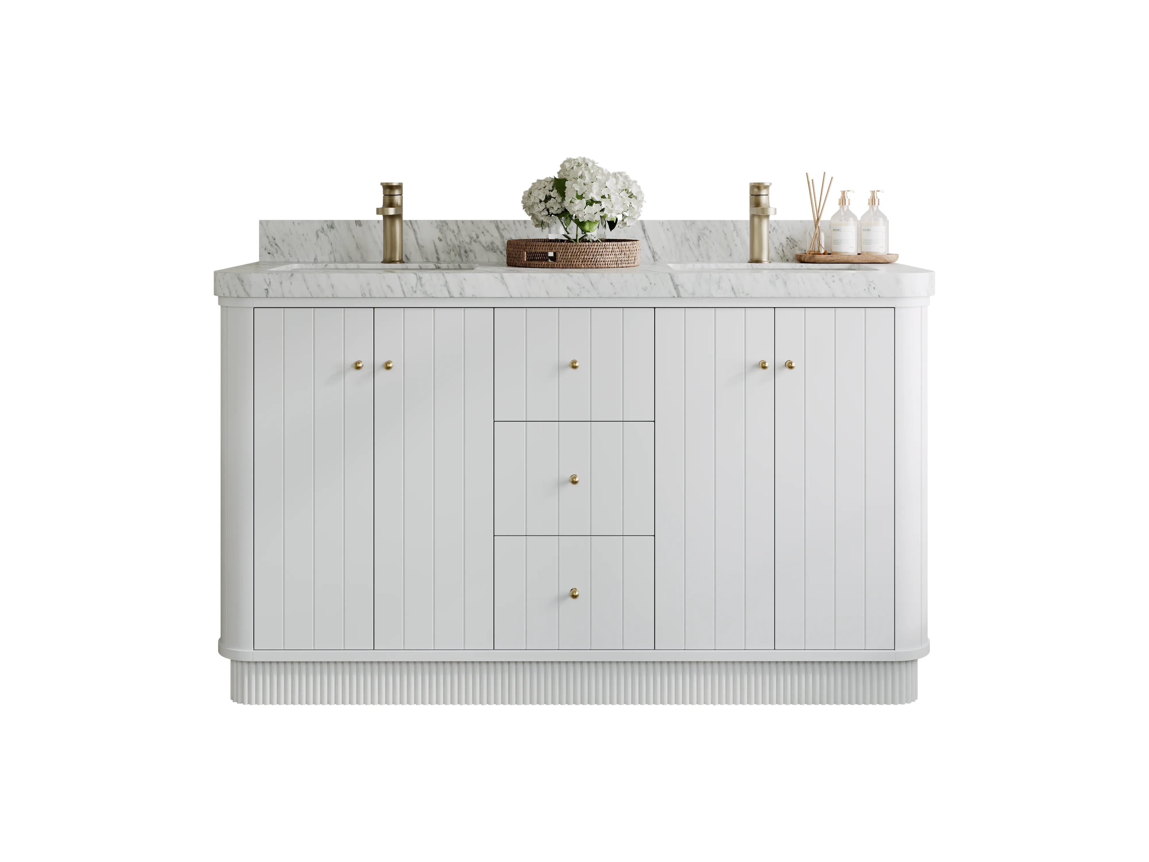 Houston 60 in. W x 22 in. D Free Standing Curved Edge Double Sink Bathroom Vanity