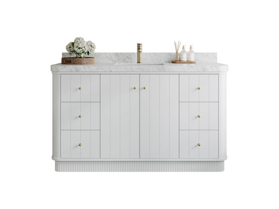 Houston 60 in. W x 22 in. D Free Standing Curved Edge Single Sink Bathroom Vanity