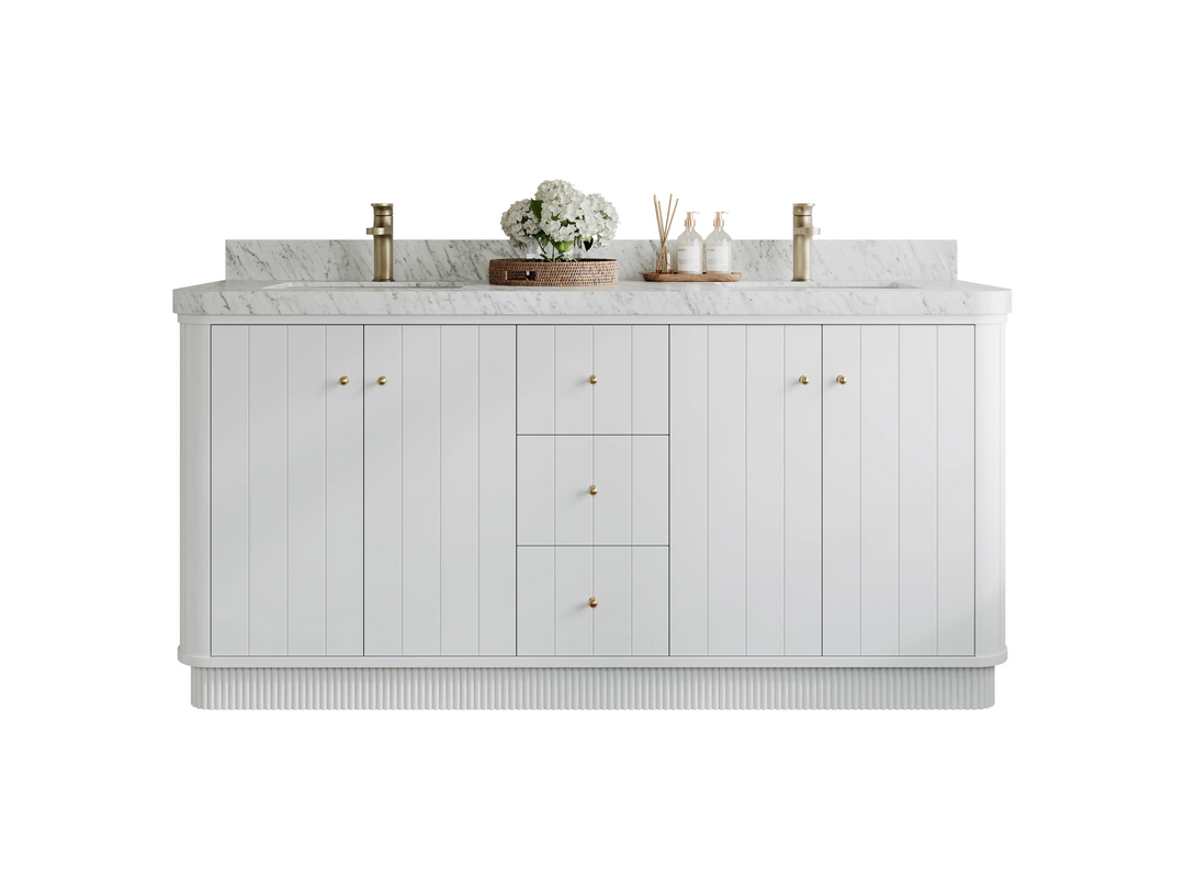 Houston 72 in. W x 22 in. D Free Standing Curved Edge Double Sink Bathroom Vanity | 
              
                White
                
                  
             - HOU_WH_CARM_72D - photo №1