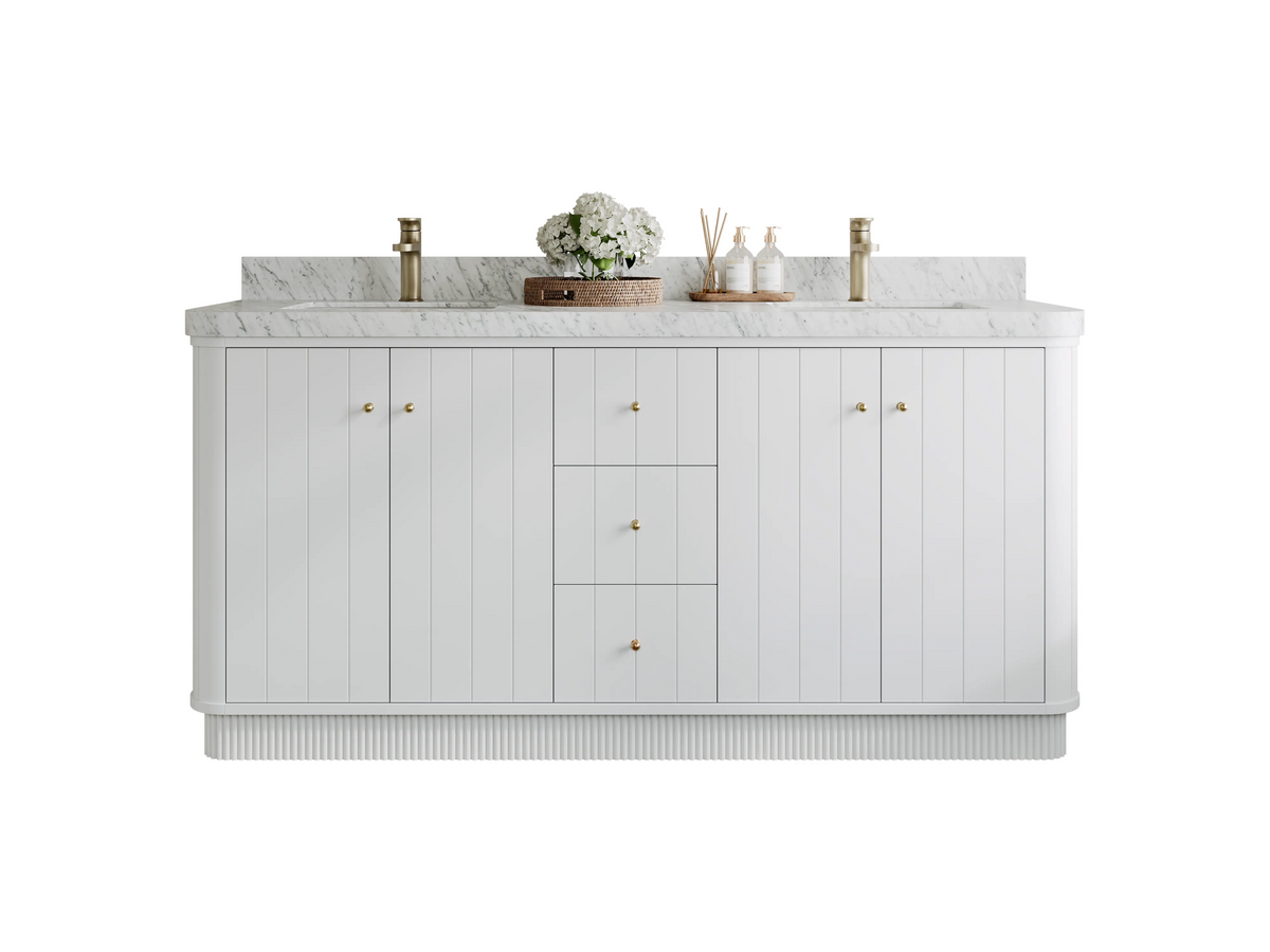 Houston 72 in. W x 22 in. D Free Standing Curved Edge Double Sink Bathroom Vanity