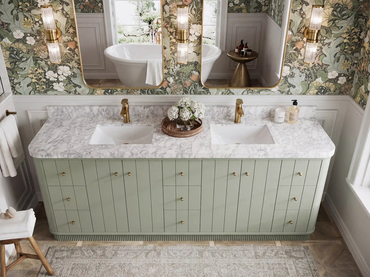 Houston 84 in. W x 22 in. D Free Standing Curved Edge Double Sink Bathroom Vanity - photo 6