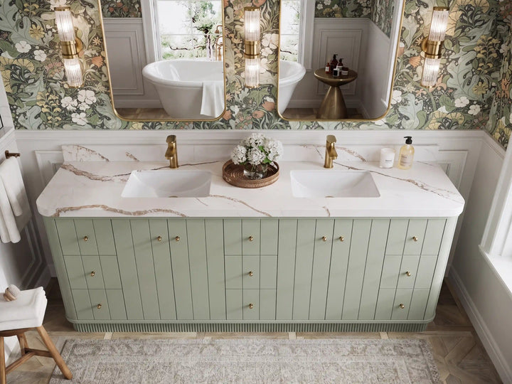 Houston 84 in. W x 22 in. D Free Standing Curved Edge Double Sink Bathroom Vanity - photo 8