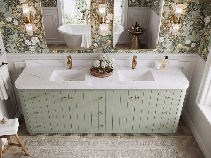 Houston 84 in. W x 22 in. D Free Standing Curved Edge Double Sink Bathroom Vanity - photo 13