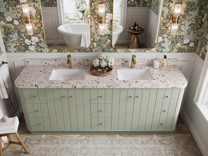Houston 84 in. W x 22 in. D Free Standing Curved Edge Double Sink Bathroom Vanity - photo 14
